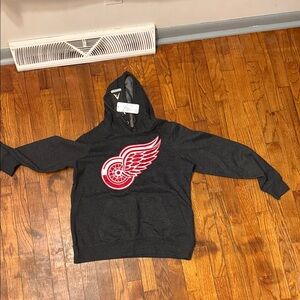 Antigua Charcoal Hoodie with Red Winged Logo